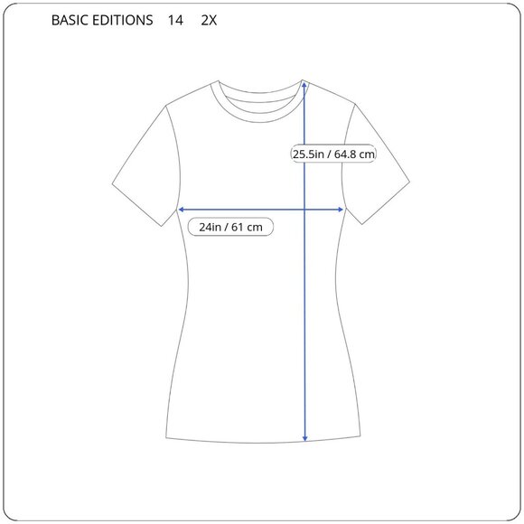 Basic Editions Womens Top 2X Plus Short Sleeve Blue Cotton Crochet Trim BLU132E - Picture 2 of 7